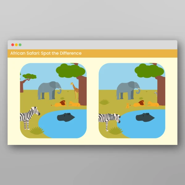 An image of the Amazing World - African Safari Visual Discrimination Activities Resource