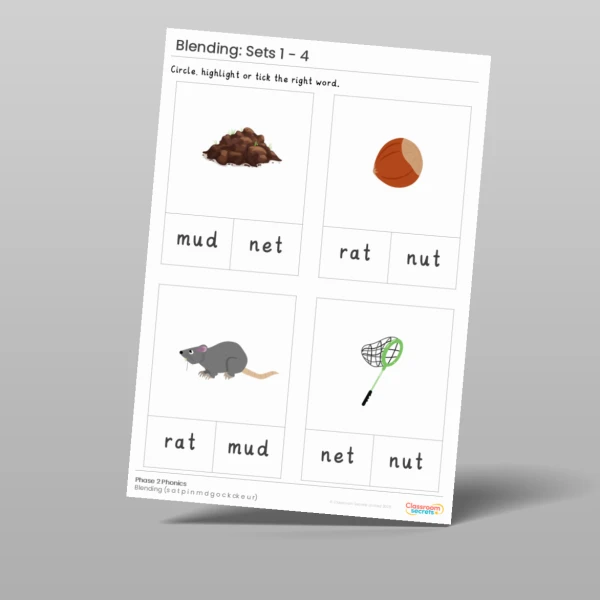 An image of the Phonics Blending Activities: Sets 1 - 4 Resource