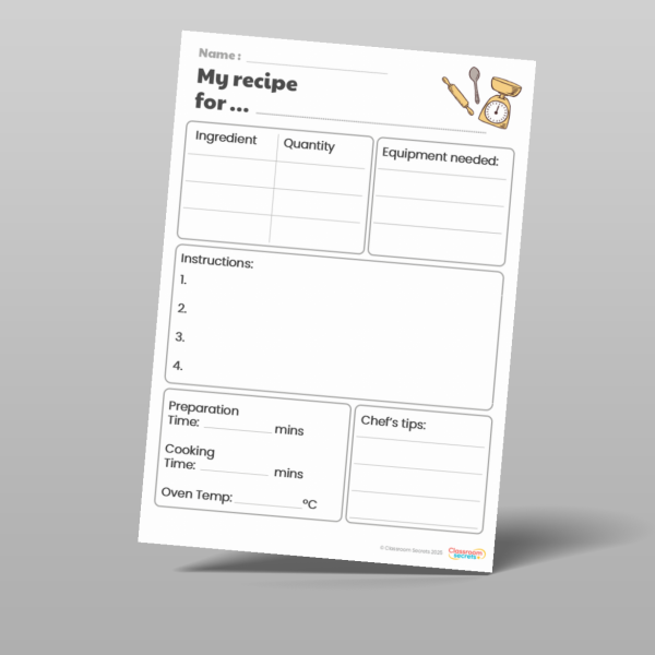 Modify Recipe Worksheet A Recipe For Worksheets Resource | Classroom Secrets
