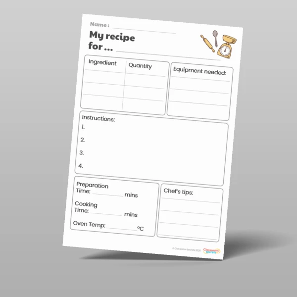 An image of the A Recipe For... Worksheets Resource