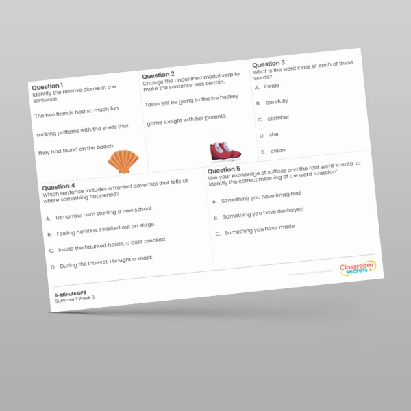 An image of the 5-Minute GPS Summer 1 Week 3 Resource