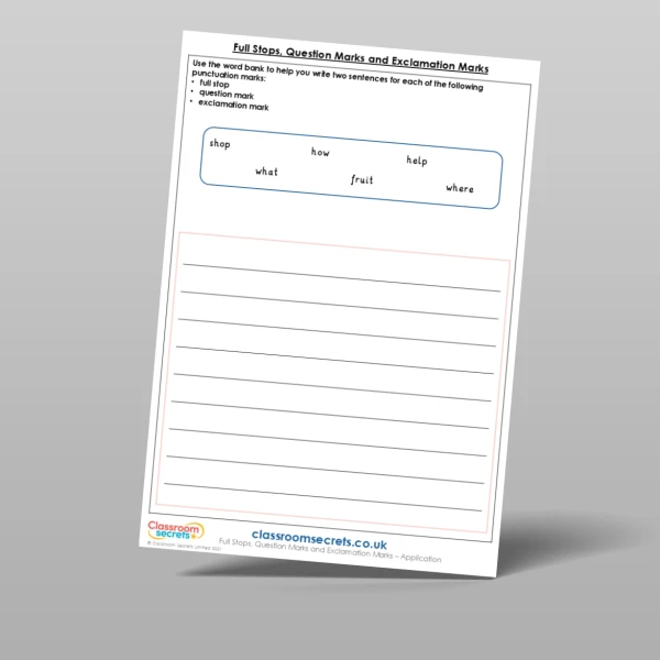 An image of the Full Stops, Question Marks and Exclamation Marks Application Resource