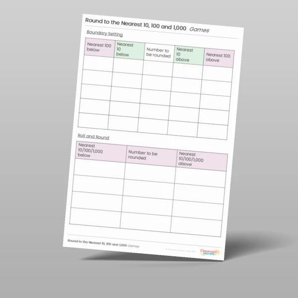 An image of the Round to the Nearest 10, 100 and 1,000 Tutor Game Resource