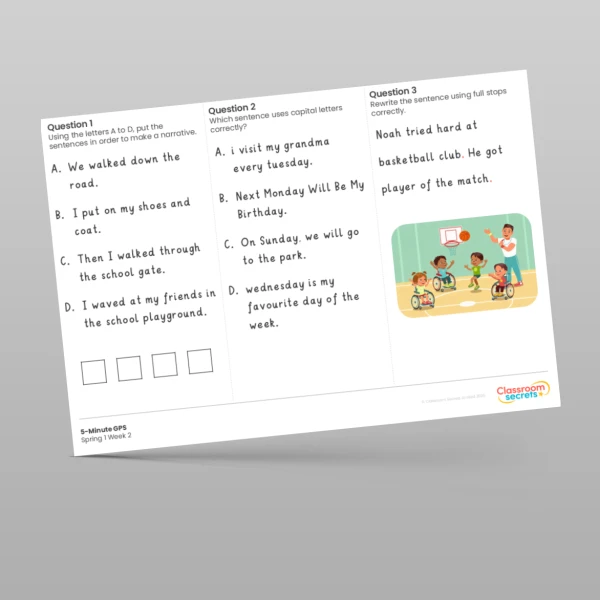 Spring Claa Worksheets Year 1 5 Minute Gps Spring 1 Week 2 Resource | Classroom Secrets