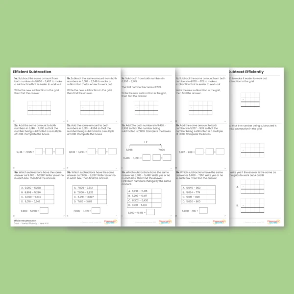 Year 4 Efficient Subtraction Addition and Subtraction Varied Fluency