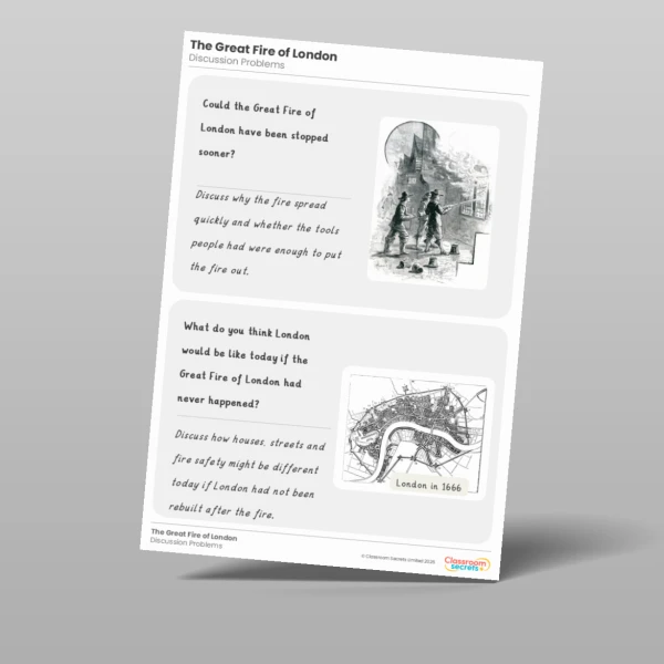 An image of the The Great Fire of London Discussion Problems Resource