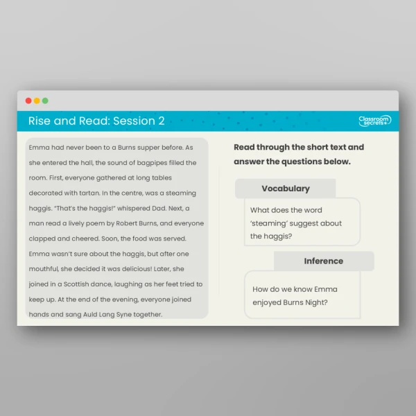 An image of the Rise and Read Burns Night Resource