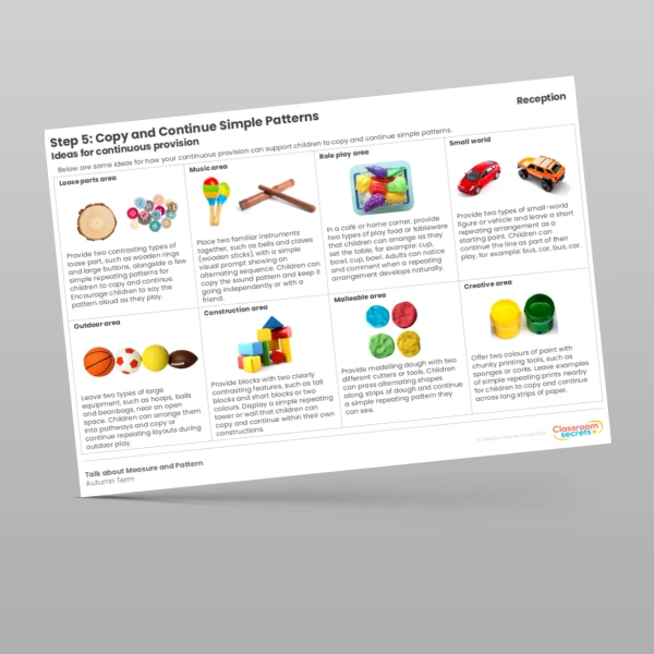 EYFS WR Maths Aligned Planning Reception Step 5 Copy and Continue Simple Patterns