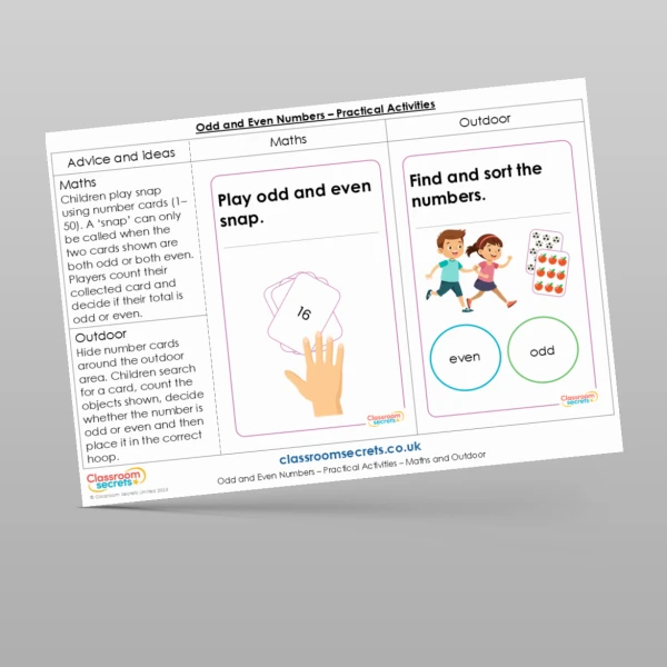 An image of the Odd and Even Numbers Practical Activities Resource