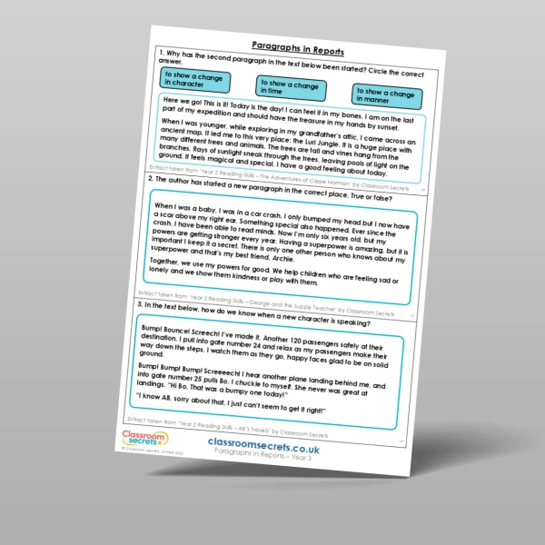 An image of the Paragraphs in Reports Prior Learning Resource