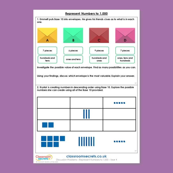 Year 4 Represent Numbers to 1,000 Place Value Deeper Reasoning Discussion Problem