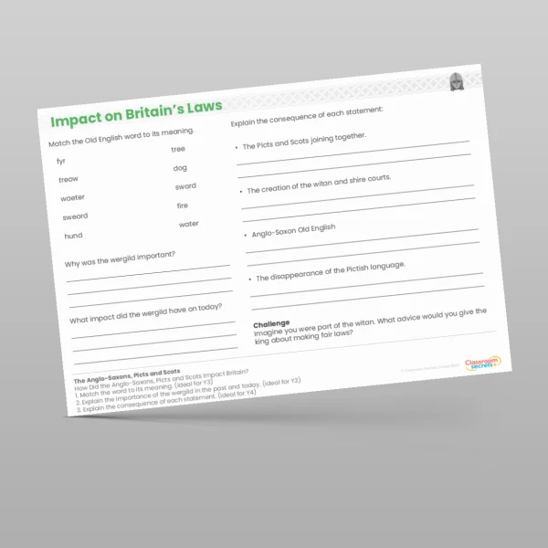 An image of the Lesson 6: How Did the Anglo-Saxons, Picts and Scots Impact Britain? Worksheet Resource