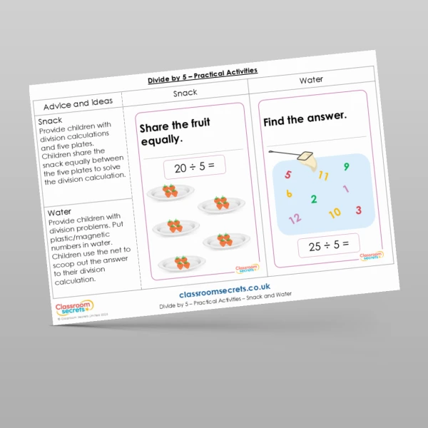An image of the Divide by 5 Practical Activities Resource