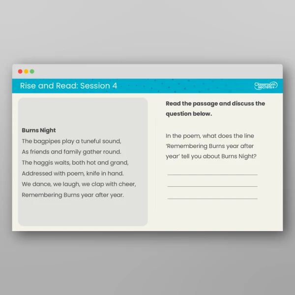 An image of the Rise and Read Burns Night Resource