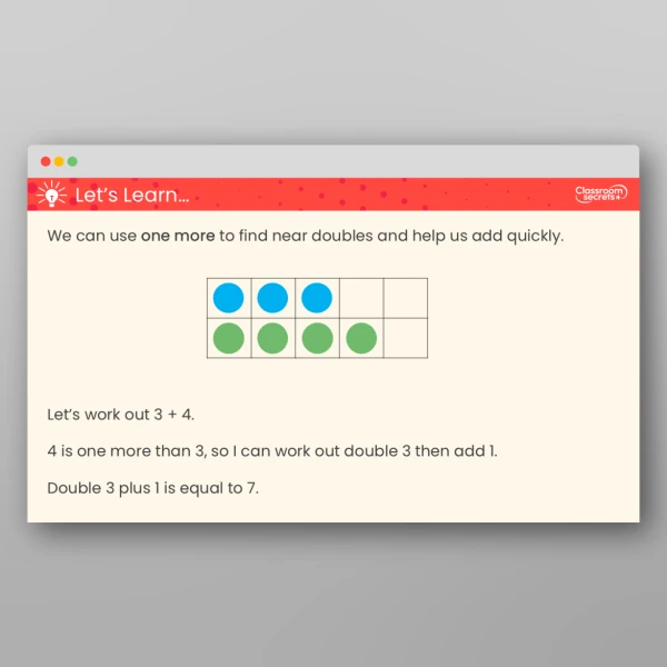 An image of the Near Doubles Teaching PPT Resource