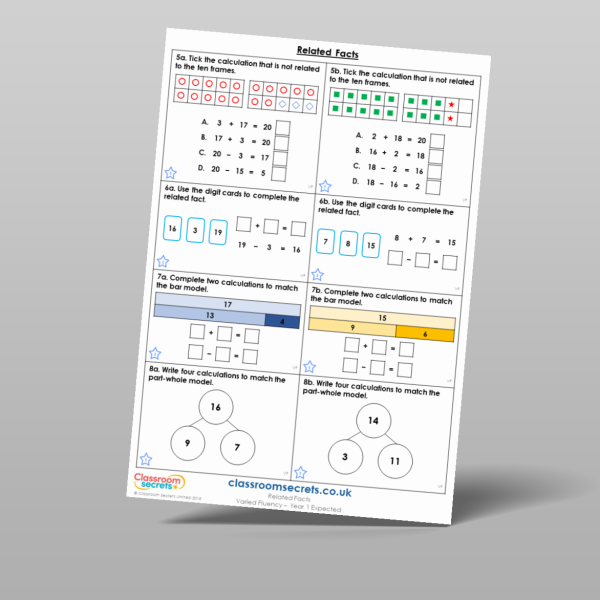 Year 1 Related Facts Varied Fluency Resource | Classroom Secrets