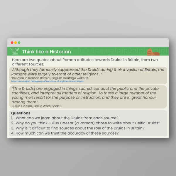 An image of the Lesson 5: What Did People in Britain Believe During the Roman Invasion? PPT Resource