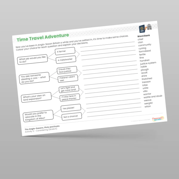 An image of the Time Travel Adventure - The Anglo-Saxons, Picts and Scots Resource