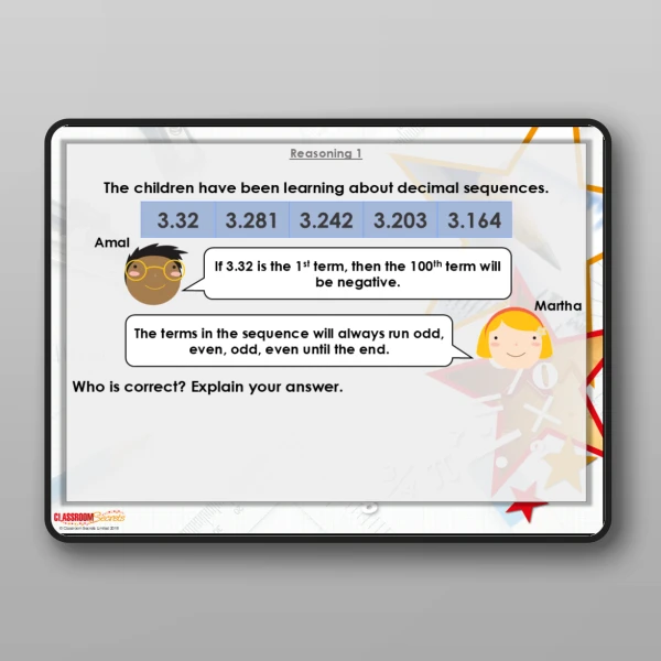 An image of the Decimal Sequences Modelling PPT Resource