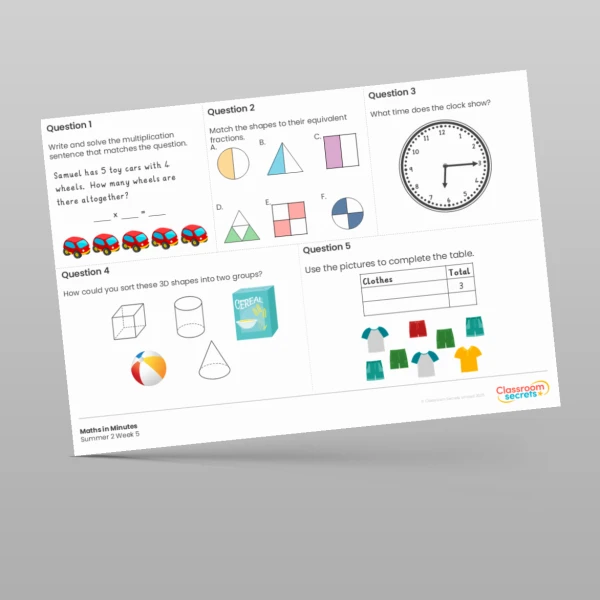 An image of the Summer 2 Week 5 Maths in Minutes Resource