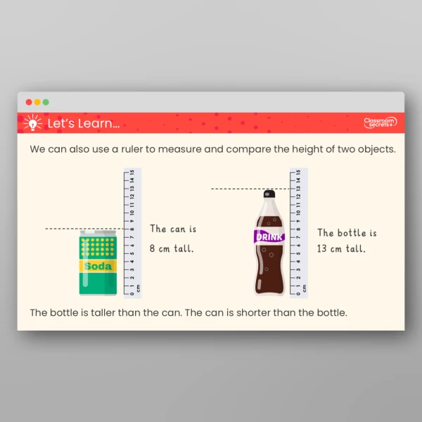 An image of the Compare Lengths and Heights Teaching PPT Resource