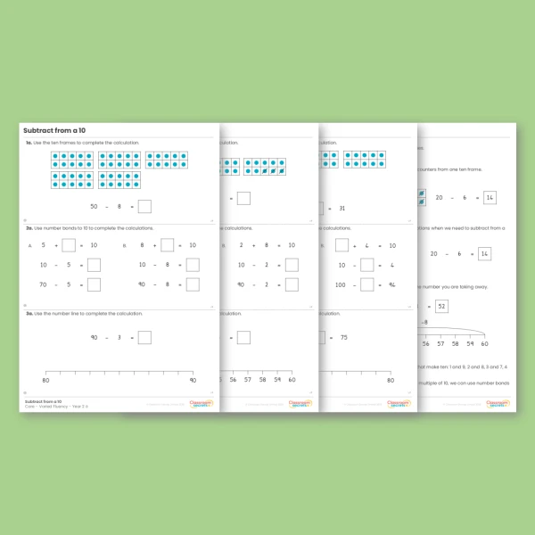 An image of the Subtract From a 10 Varied Fluency Resource