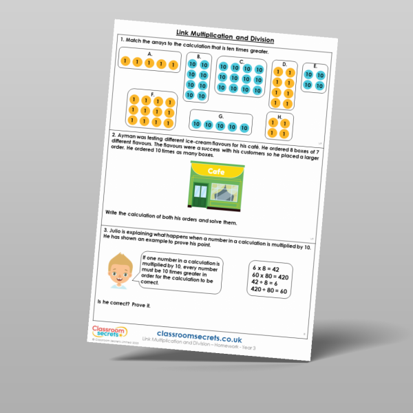 Year 3 Link Multiplication And Division Homework Resource | Classroom ...