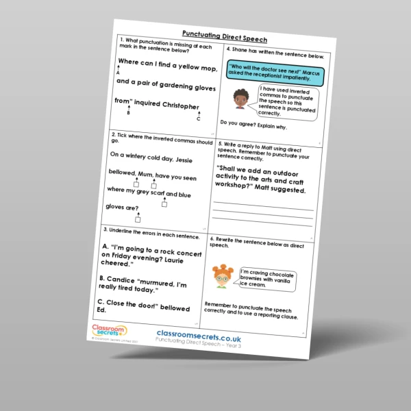 An image of the Punctuating Direct Speech Mixed Activity Resource