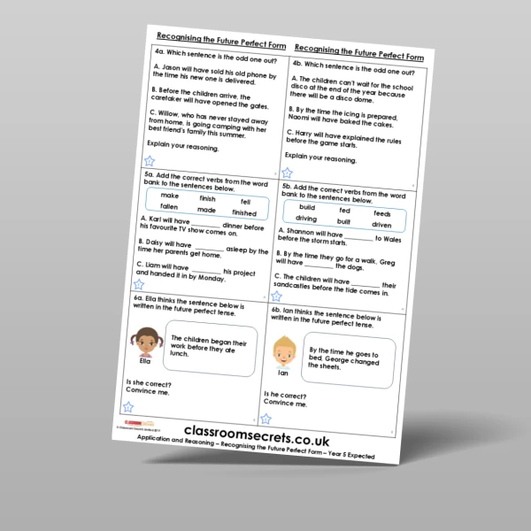 An image of the Recognising the Future Perfect Form Application and Reasoning Resource