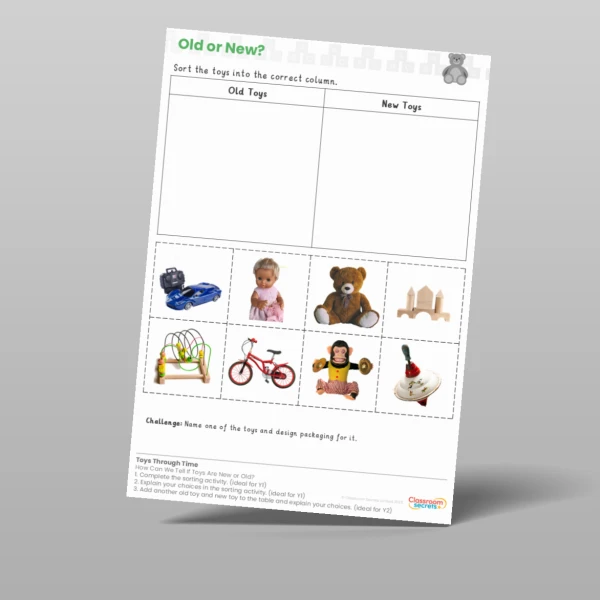An image of the Toys Through Time How Can We Tell If Toys Are Old or New? Worksheet Resource