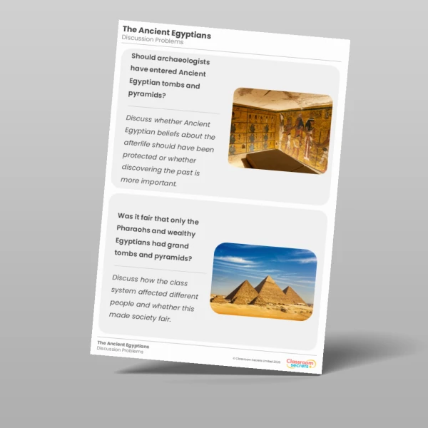 An image of the The Ancient Egyptians Discussion Problems Resource