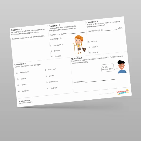 An image of the 5-Minute GPS Summer 1 Week 6 Resource