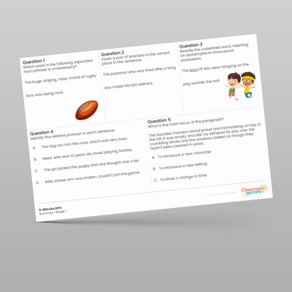 An image of the 5-Minute GPS Summer 1 Week 1 Resource