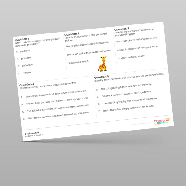 An image of the 5-Minute GPS Autumn 2 Week 6 Resource