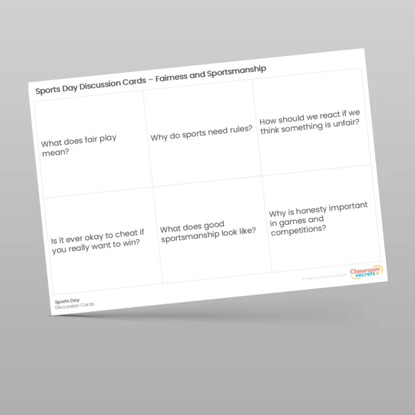 An image of the Sports Day Discussion Cards Resource