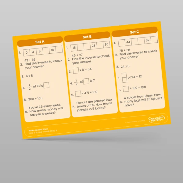 An image of the Spring 2 Week 1 Wake Up and Work Resource