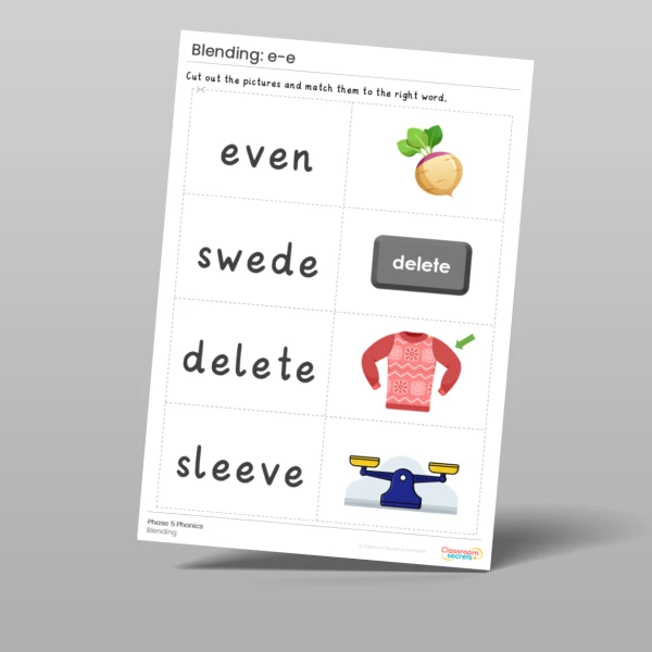 An image of the Phonics Blending Activities: e-e Resource