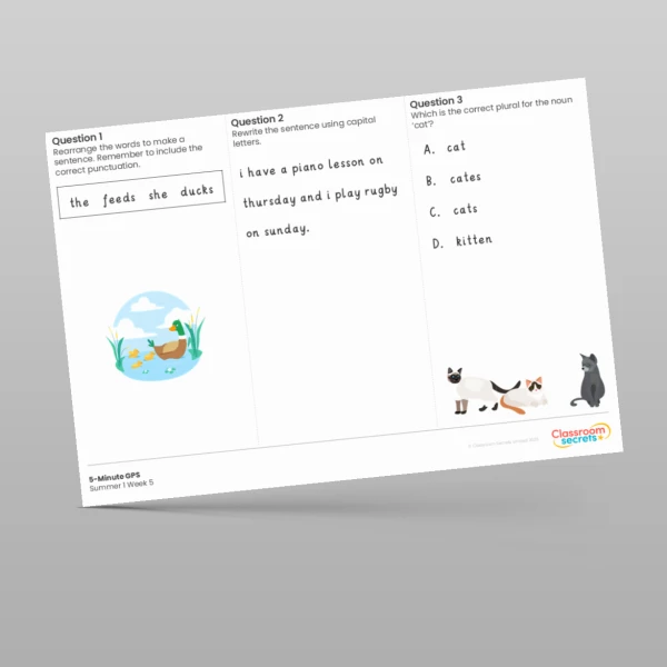 An image of the 5-Minute GPS Summer 1 Week 5 Resource