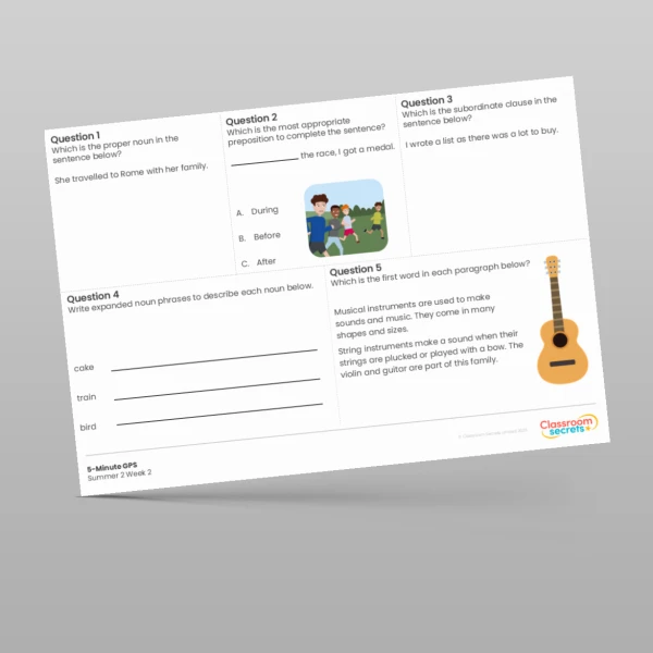 An image of the 5-Minute GPS Summer 2 Week 2 Resource