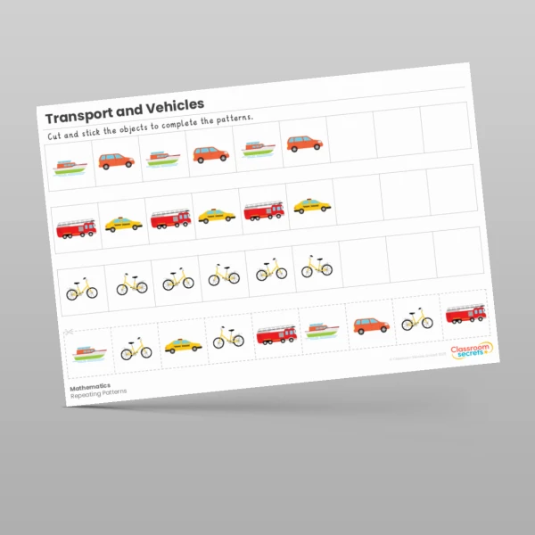 An image of the Transport and Vehicles Maths Activities Resource