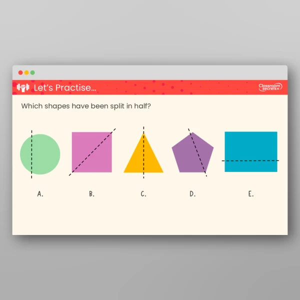 An image of the Recognise a Half of an Object or a Shape Teaching PPT Resource