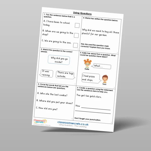 An image of the Using Questions Prior Learning Resource