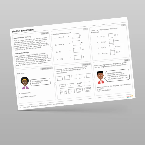 An image of the Metric Measures Tutor Mat Resource