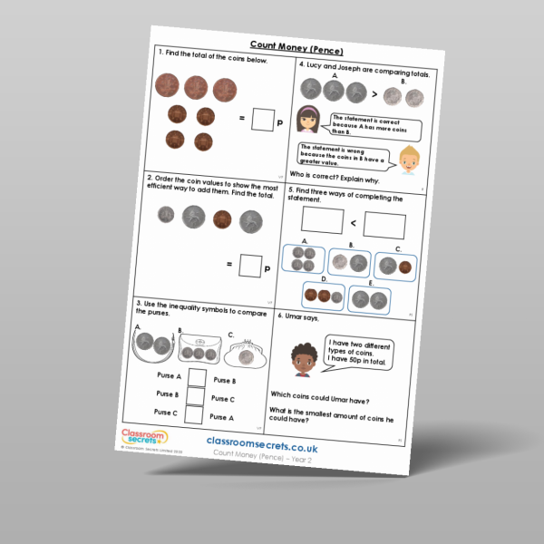 Year 2 Count Money Pence Mixed Activity Resource | Classroom Secrets