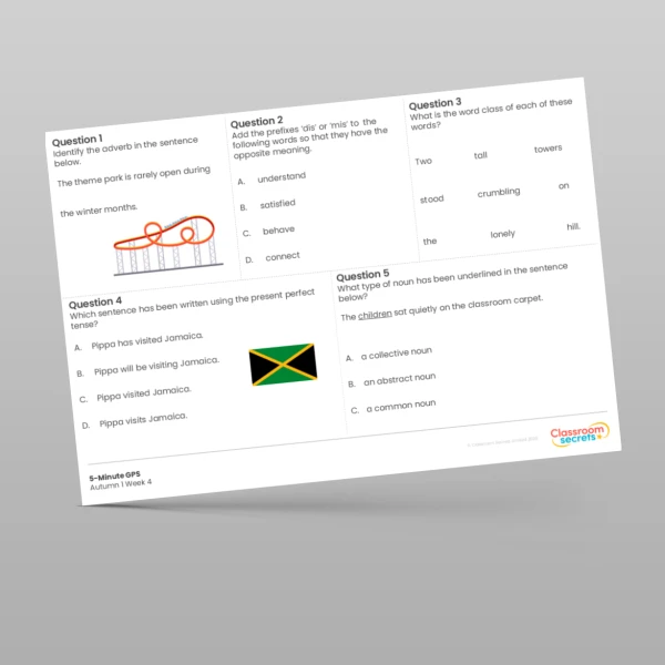An image of the 5-Minute GPS Autumn 1 Week 4 Resource