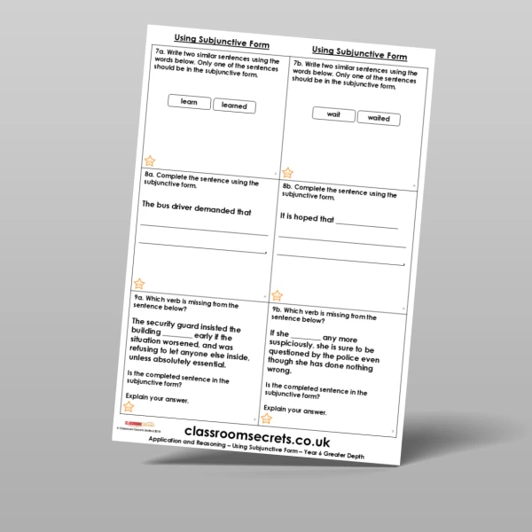 An image of the Using Subjunctive Form Application and Reasoning Resource