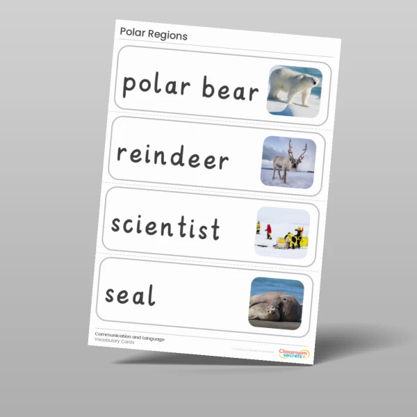 An image of the Amazing World - Polar Regions Vocabulary Cards Resource