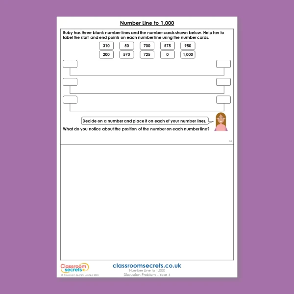 Year 4 Number Line to 1,000 Place Value Deeper Reasoning Discussion Problem