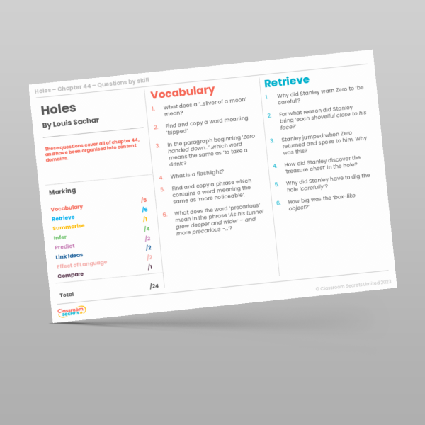 UKS2 Reading Skills Holes Chapter 44 Resource | Classroom Secrets