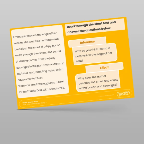 An image of the Summer 1 Week 2 Wake Up and Work Resource